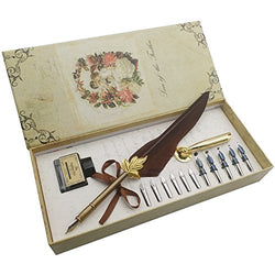 AIVN Caligrapher Pen with Feather Quill Pen, Calligraphy Set with 12 Nibs for Writing and Perfect