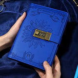Lock Diary for Women Vintage Lock Journal Refillable Personal Locking Diary Romance Leather Locking Writing Notebook Girls B6 Secret Journal with Combination Passwords 5.5 x 7.8 in, Sunflower Dark Blue