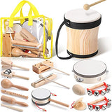 Musical Instruments Set Natural Wooden Musical Toys Preschool Educational Music Toys Set Bongo Drum Musical Instruments for Kids Preschool Educational Learning Toys (Drum, 13 Pcs)