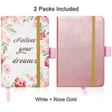 2 Pack Pocket Notebook Journal 3.5" x 5.5", Small Ruled Notebook Hard Cover Memo Book for Women, Thick Lined Paper Mini Floral Notepad Notebooks for Girls
