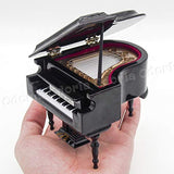 Odoria 1:12 Black Grand Piano with Stool Musical Instrument Music Box Miniaure Dollhouse