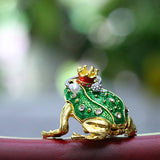 Unique Gift Lucky Green Frog Trinket Box Ring Holder Decorative Box Handmade Faberge Style Home Decor