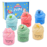 HappyTimeSlime 6 Pack Soft Cloud Slime Kits for Girls with Blue Stitch Strawberry Mint Leaf Cloud Slime ,Banana Cantaloupe Slime,Non-Sticky Stretchy Slime Toys