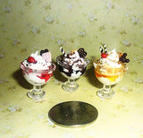 Desserts, ice cream, jelly, candy, chocolate, cookies, cream, sweet table. Dollhouse miniature (3 pieces) 1:12