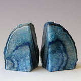 JIC Gem Agate Bookend Dyed Blue Polished 1 Pair - 3 to 4 Lbs