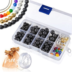 Flex HQ 495 PCS Lava Beads Kit, Black Colored Loose Volcanic Stone Round Rock Gemstone for