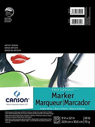 CANSON 100511047 Canson Artist Series Pro Layout Marker Pad, 9"X12" Fold Over 2-Pack