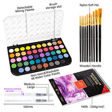 BRIOUT Watercolor Paint Set, 48 Colors Watercolor with 10 Paint Brushes,2 Refillable Water Brush Pen, 12 Sheets of Profesionales Watercolor Paper Pad,Water Colors for Adults,Kids and Beginners