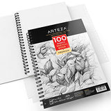 ARTEZA 9X12" Sketch Book, Pack of 2, 200 Sheets (68 lb/100gsm), Spiral Bound Artist Sketch Pad, 100