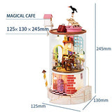Rowood DIY Miniature Dollhouse Kits, Self Assembly Construction Home Collection, Children's Day/Birthday/Christmas/Valentine's Day Gift for Girls Adults Teens- Magical Cafe (LED; Glass Cover Model)