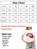 ROMWE Women's Summer Short Sleeve Sequin Lip Print T Shirts Tops White L