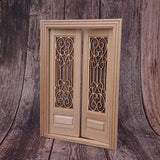 Bicaquu Dollhouse Door, 1:12 Scale Dollhouse Furniture DIY Mini Unpainted Wood Double Door Accessory Decoration(01)