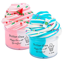 ZHENHAOKAN 2 Pack Butter Slime Kit for Kids Party Favors, Scents Dual Colors Slime Putty for Boys Girls, Soft & Non-Sticky, School Supplies, Carnival Prizes, Ages 4 and Up (4-Ounce*2)
