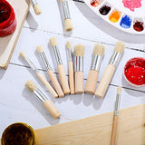 11 Pieces Wooden Stencil Brushes Natural Painting Brush Bristle Wooden Handle Template Brushes for Wood Wall Model House Painting Project Card Making DIY Craft and Acrylic Oil Watercolor Painting