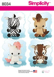 Simplicity Patterns Animal Stuffies Size: Os (One Size), 8034
