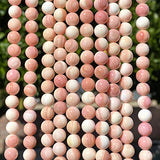 [ABCgems] Extremely-Rare Bahamas Salmon-Pink Queen Conch Shell (Front & Back/Two-Tone- Salmon Pink & Snowy White) Tiny 4mm Smooth Round Natural Mother of Pearl Healing Energy Beads (Light Pink)