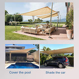 WORKPOINT Rectangle 6'x8' Patio Sun Shade Sail, Shade Sail UV Block Shade Cloth - Sunshade Fabric Awning Shelter for Pergola Backyard Garden Carport (Sand Color)
