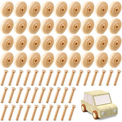 36 Pack Wooden Wheels Toys Wooden Wheels for Crafts Toys Wooden Craft Wheels Wooden Mini Wheels with Axle Pegs for Crafts DIY Toy Cars Painting Colors Wood Working Pegboards(0.75 Inches Diameter)