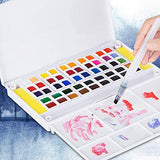 Artify Watercolor Paint Set - Assorted Colors with Water Brushes - Perfect Watercolor Field Sketch Set for Watercolor Paintings & Cartoons - Mini Travel Watercolor Kit (48 Colors with 3 Brushes)