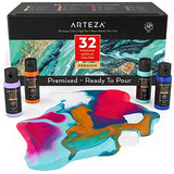 Arteza Art Supplies Bundle for Acrylic Pouring, Includes Premixed Pouring Colors and Acrylic Paint Set 14 x120 ml
