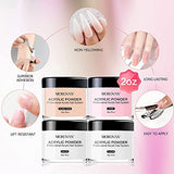 Morovan Acrylic Nail Kit Monomer Acrylic Powder Liquid Set 4 Colors Acrylic Nail Powders Clear Pink White Nude 2oz for Acrylic Nail Extension with Nail Forms for Beginners DIY Starter Kit