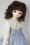 JD162 8-9'' 21-23CM SD long curly Sauvage mohair doll wigs 1/3 BJD doll accessories (Dark brown)