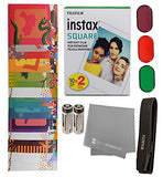 Fujifilm Instax Square SQ6 + Fujifilm Instax Square Instant Film (20 Sheets) Bundle with Sturdy Tiger Stickers + Deals Number One Cleaning Cloth (Blush Gold)