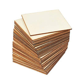 Unfinished Wood Cutout Pieces - 36-Pack Wooden Squares Cutout Tiles, Natural Rustic Craft Wood for Home Decoration, DIY Supplies, 4 x 4 inches