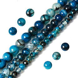 108pcs 6mm Natural Blue Dragon Vein Agate Beads Round Gemstone Beads Loose Beads for Jewelry Making