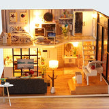 Dollhouse Miniature with Furniture, DIY Wooden Doll House Kit Plus LED and Music Movement, 1:24 Scale Creative Room Idea Best Gift for Children Friend Lover
