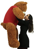 Get Well Soon Giant Teddy Bear 5 ft Soft 60 Inch, Wears Removable T-Shirt Get Well Soon, Cookie Dough Color