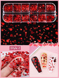 Kalolary 36 Grids Holographic Heart Nail Art Glitter Sequins, Mix-Shaped Laser Heart Butterfly Star Lips Confetti Glitter Flakes for Valentine's Day Makeup Nail Art Decoration DIY Craft