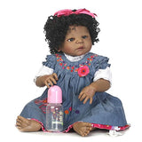 Nicery Reborn Baby Doll Indian African Black Skin 22inch 55cm Hard Simulation Silicone Vinyl Lifelike Vivid Boy Girl Toy Blue Dress Nicery-ID55Z005W