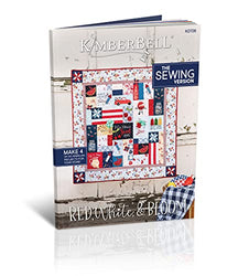 Kimberbell Featured Quilt Red, White & Bloom Sewing Pattern Design Completed Size 40x40”, 4 Different Projects: Tea Towel, Tote, Table Topper, Step-By-Step Instructions For Beginners to Advanced KD726