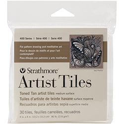 Strathmore 400 Series Toned Tan Artist Tiles, 4 x 4 inch, 80 Pounds, Pack of 30