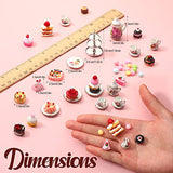 40 Pcs 1:12 Scale Dollhouse Miniature Kitchen Accessories Set Includes 15 Flower Pattern Porcelain Tea Cup 24 Mixed Pretend Cake Foods 1 Mini Three-Tier Cake Stand for Decor Supply (Cute Style)