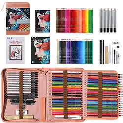 H & B 98 Pack Colored Pencils Kit,Coloring Pencils for Artists with Coloring Book,Colored Pencil Book,Include 72 Oil Based Colored Pencils,12 Sketch Pencils,Accessories