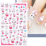 8 Sheets Easter Nail Art Stickers 3D Bunny Nail Decal for Nail Art Easter Bunny Ear Carrot Rabbit Nail Stickers Spring Nail Design Supplies Manicure Tips Charms Nail Decals for Women Kids Girls