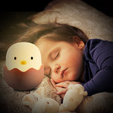 APUPPY Cute Creative Egg Shell Night Light, Rechargeable Egg Shell Chick Shape Top Control Lamp for