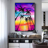 DIY 5D Diamond Painting by Number Kit,Crystal Rhinestone Diamond Embroidery Paintings Cross Stitch for Home Wall Decor Rainbow Coconut Tree,11.8 x 15.7 inch