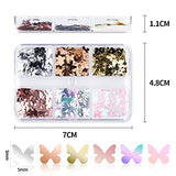 SWETIDY Butterfly Nail Art Glitters, 3D Butterfly Nail Sequin for Face Body Glitters and Nail Art Decoration & DIY (6 Girds Holographic Butterfly Glitters A)