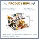 Fsolis DIY Dollhouse Miniature Kit with Furniture, 3D Wooden Miniature House with Dust Cover and Music Movement, Miniature Dolls House kit (L31)