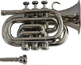 TRUMPET POCKET Bb NICKEL PLATED WITH BAG 7C MOUTH PIECE