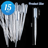 Teenitor 3ML Pipettes, Plastic Dropper Essential Oil Transfer Pipettes Disposable Liquid Eye Dropper for Lab Science Multi- Purpose Makeup Tool, 15Pcs