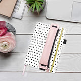 Dotted Journal, Bienbee Dot Grid Notebook A5 Dotted Leather Journals Supplies 150 gsm Thick Paper with Pink PU Leather Pen Case Dotted Pages Notebooks for Women