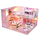 Spilay Dollhouse Miniature with Furniture,DIY Dollhouse Handmade Mini Modern Apartment Model Plus Dust Cover & Music Box ,1:24 Scale Doll House Toys Creative Gift for Children Friends (Dream Angels)