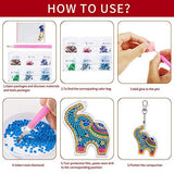 JUNKAI DIY Diamond Painting Keychain, 5D Key Rings Pendant Full Drill Stick Art Craft DIY Supplies for Handbag, Home Decor - Fox B