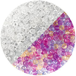 Auvoau 1000Pcs Pony Beads Bracelet 9mm UV Plastic Barrel Pony Beads for Necklace,Hair Beads for Braids for Girls,Key Chain,Jewelry Making (Change Color in The Ultraviolet)