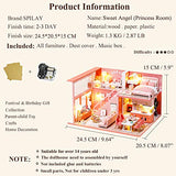 Spilay DIY Miniature Dollhouse Wooden Furniture Kit,Handmade Mini Modern Apartment Model with Dust Cover & Music Box ,1:24 Scale Creative Dollhouse Toy for Teens Adult Gift (Sweet Angel)