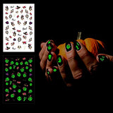 TailaiMei 10 Sheets Glow in The Dark Halloween Nail Stickers, Fluorescent Design Nail Decals, Self-Adhesive DIY Nail Art Tips for Women Manicure